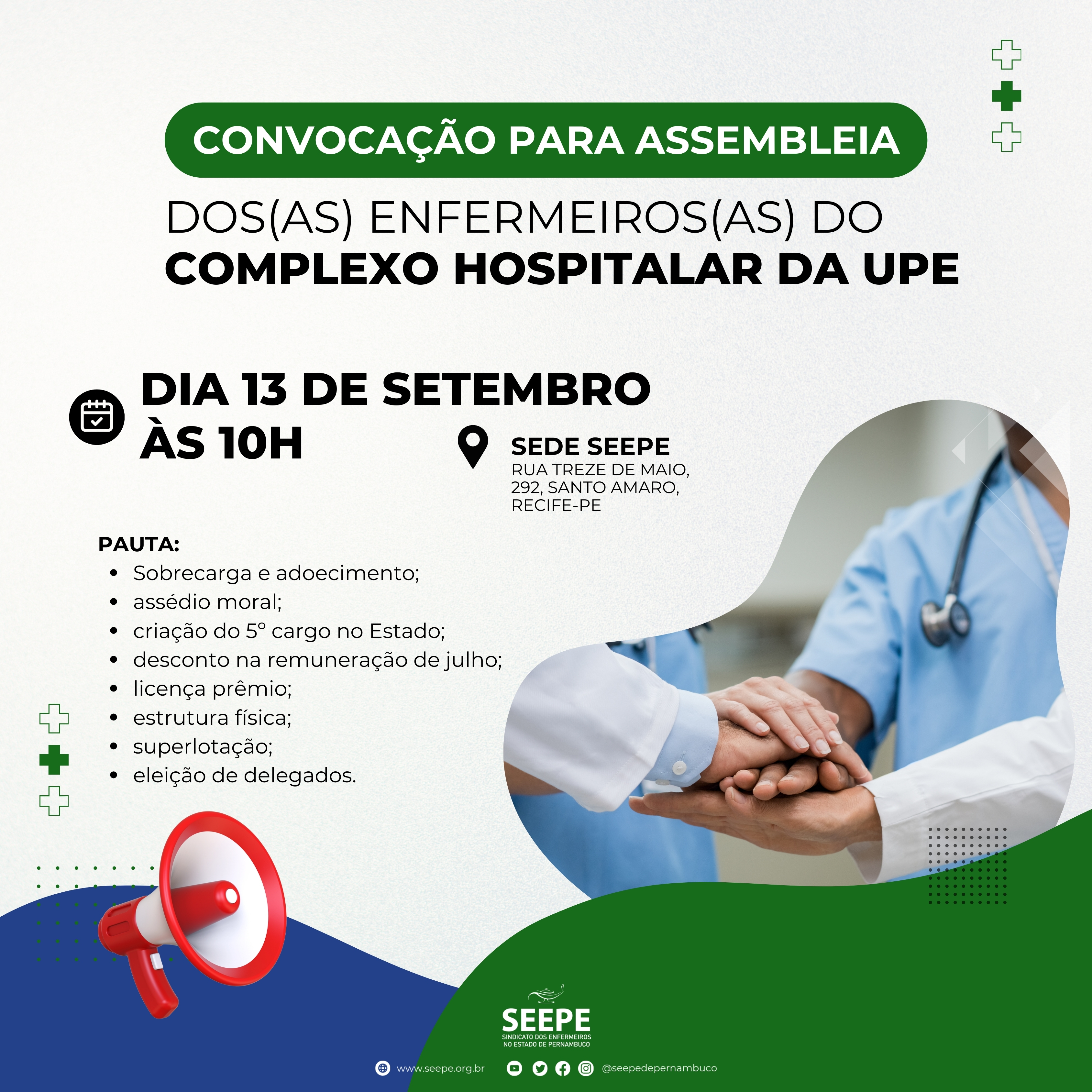 Assembleia das enfermeiras do Complexo hospitalar da UPE