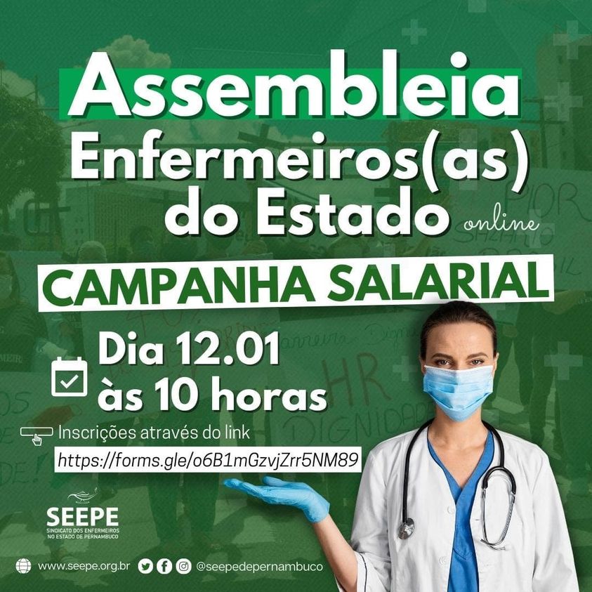 Assembleia Enfermeiros e Enfermeiras do Estado de Pernambuco | ONLINE