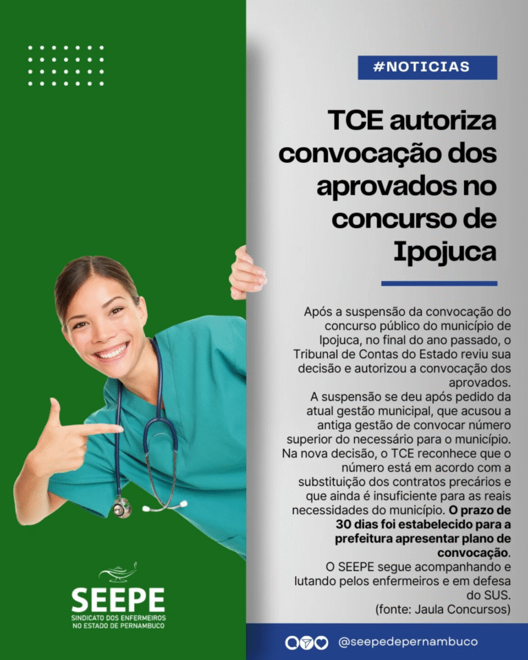 Novidades sobre o concurso vigente para enfermeiros de Ipojuca!