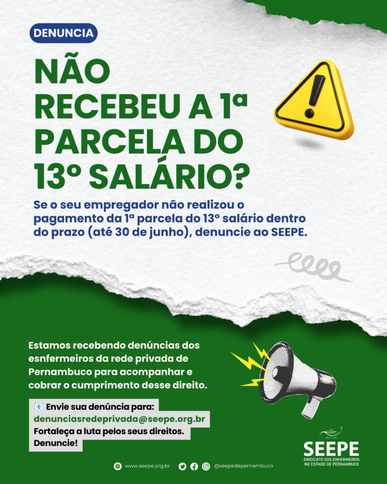 ATENÇÃO, ENFERMEIROS(AS) DA REDE PRIVADA DE PERNAMBUCO!